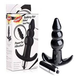 Ribbed Vibrating Butt Plug - Black
